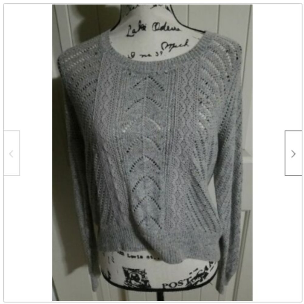 LC Lauren Conrad Cotton Blend Gray Knit Sweater M